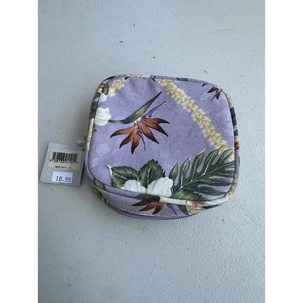 NWT Island Bath & Body Hawaiian Lei Plumeria Bird Of Paradise Zip Cosmetic Pouch